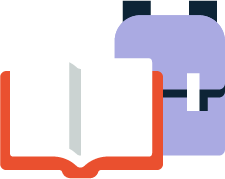 backpack and textbook icon