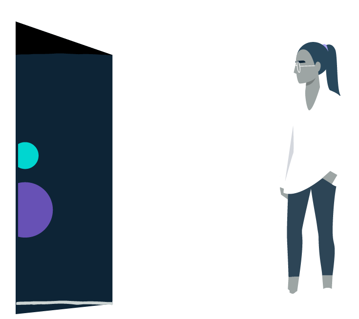 teenager looking at open door