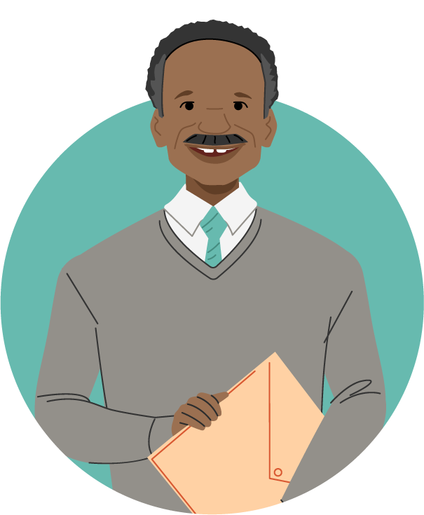 smiling lady in purple holding a book