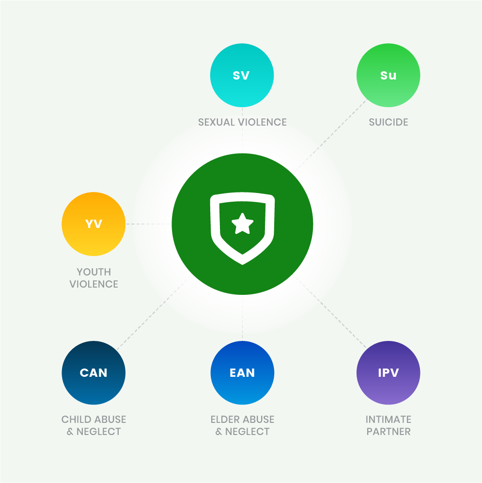 Protective Factor - Community support/ connectedness associated with sexual violence, suicide, intimate partner violence, elder abuse and neglect, child abuse and neglect, and youth violence.