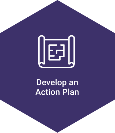 Hexagon icon titled 'Develop an Action Plan'